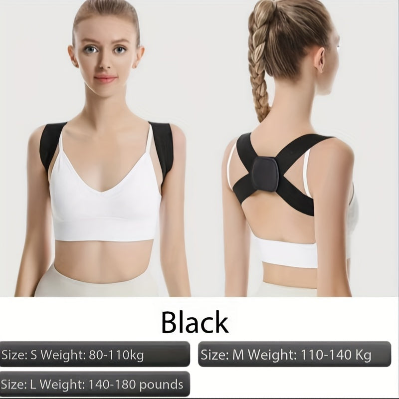 Breathable back brace for women with anti-slouching shoulder corrector and invisible open shoulder support made of knitted polyester fabric. Can be used as a chest strap replacement or as