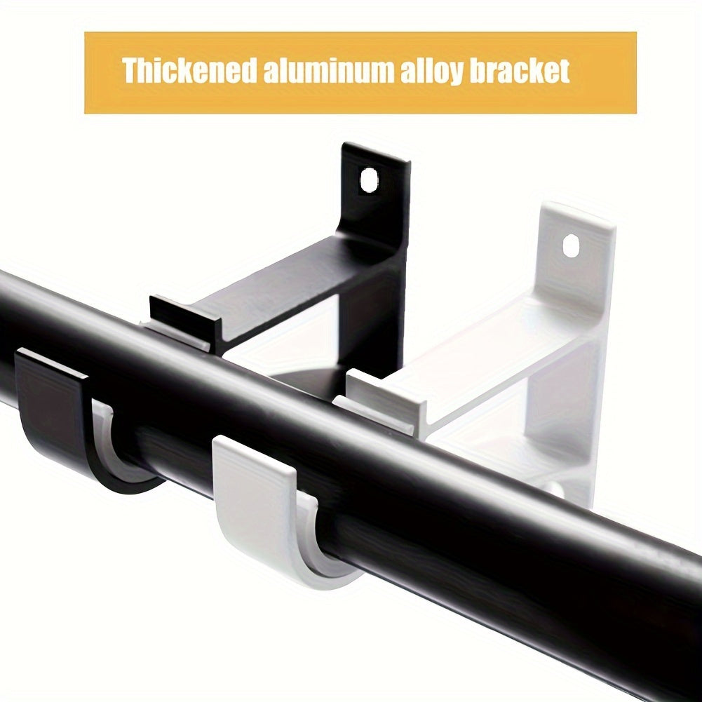 Set of 2 Sleek and Sturdy Black Aluminum Curtain Rod Holders Including 2 Screws and Plastic Expansion Pieces - Simple to Install with a Flexible Design