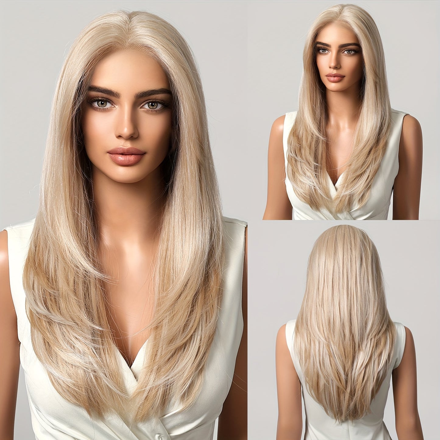 HairCube Elegant Straight Lace Front Wig for Women, 33.02x15.24 cm Lace Area, High Temperature Fiber, Versatile for Various Events - Natural Look & Comfort Fit