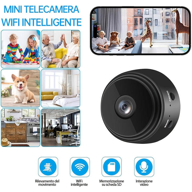 Indoor security camera with 4080P resolution, motion detection, two-way audio, WiFi connectivity, and multi-user support - perfect for monitoring kids and pets.