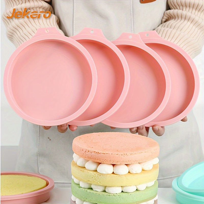 Set of 4 Silicone Layered Cake Molds, Round Baking Pans, Non-Stick Bakeware for Cakes and Breads, Includes Silicone Bread Tray Molds