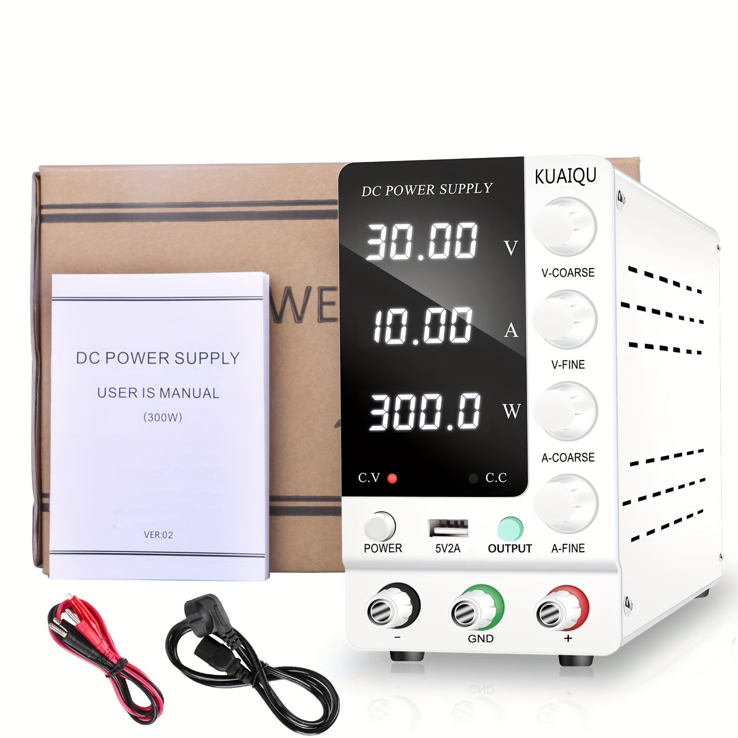 KUAIQU SPS-C3010 220V DC Power Supply: 60V 5A, LED Display, Rust-Proof, No Assembly Required, Ideal for Mobile Phones, Laptops, LED Light Testing & Electroplating.