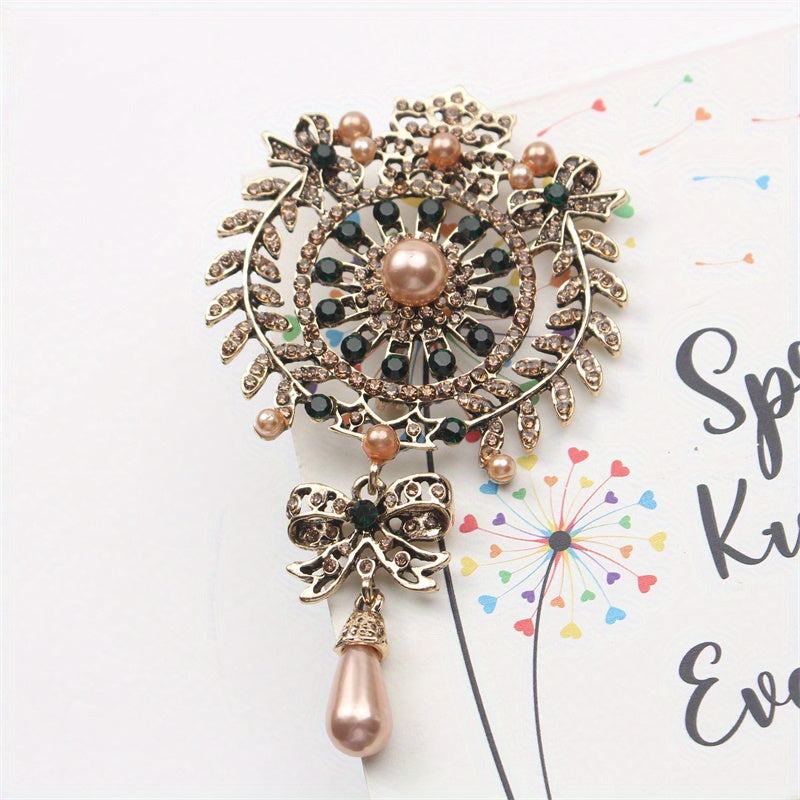 Zarif Rhinestone Brooch Pin - Barokko Qush dizayni bilan, notekis shaklda, Emal materialidan tayyorlangan, noyob bo'sh gullar mavzusi, retro Xitoy uslubidagi palto aksessuari