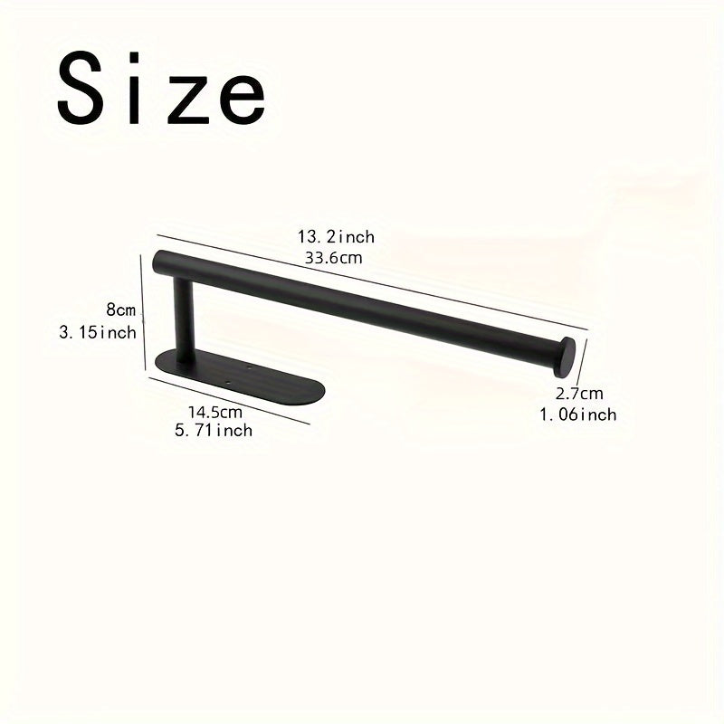 A sleek and modern paper towel rack that doesn't require any drilling, saving space in your kitchen or bathroom. This durable organizer can hold paper rolls, plastic sheets, and towels with ease. Installation is quick and easy, making it a stylish and