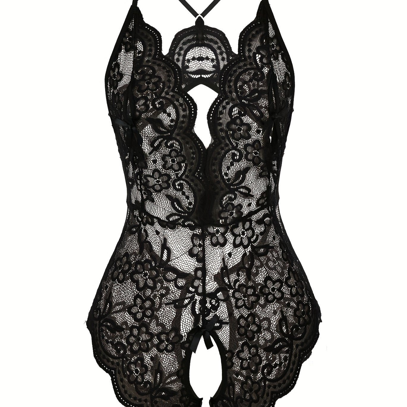 Floral lace teddy, backless bodysuit for Valentine's Day gift.