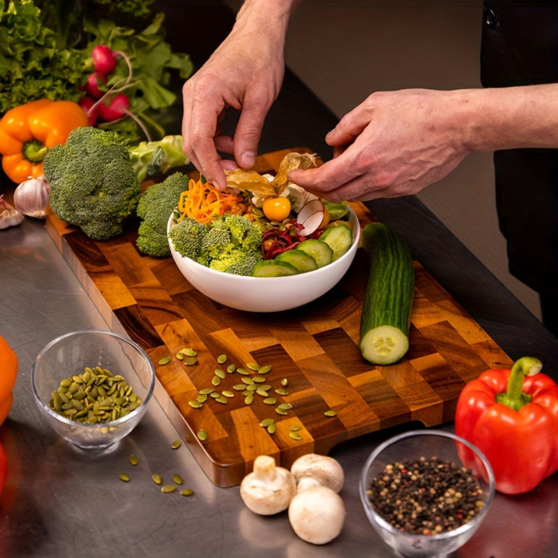 Premium Acacia Wood Cutting Board - Double-Sided for Meat, Cheese, Bread, Vegetables & Fruits - Food-Safe, Perfect for Kitchen & Outdoor Gatherings