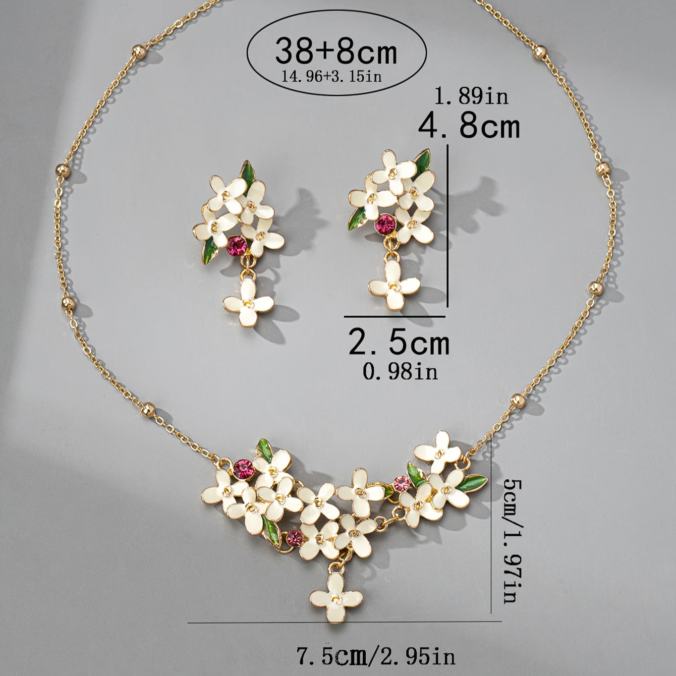 Enchanting Lilac Flower Enamel Jewelry Set - Necklace & Earrings, Ideal for Birthday Celebrations, Romantic Dates, Social Gatherings, and Stylish Everyday Wear