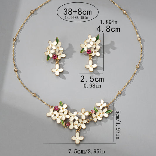 Enchanting Lilac Flower Enamel Jewelry Set - Necklace & Earrings, Ideal for Birthday Celebrations, Romantic Dates, Social Gatherings, and Stylish Everyday Wear