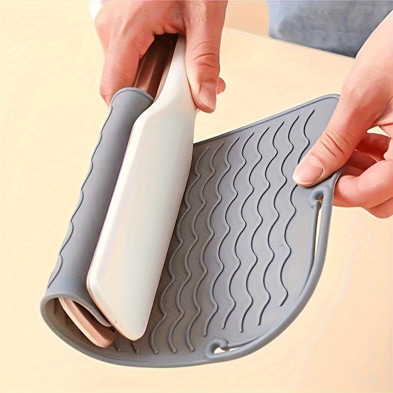 Heat-resistant silicone mat for hair tools - shields surfaces from straighteners, flat irons, and curling irons