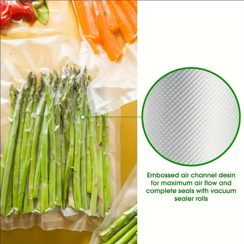 100 pieces of Vacuum Sealer Bags that are puncture-resistant and BPA-free, ideal for food storage, sous vide, and freezer. Perfect for home kitchen supplies.