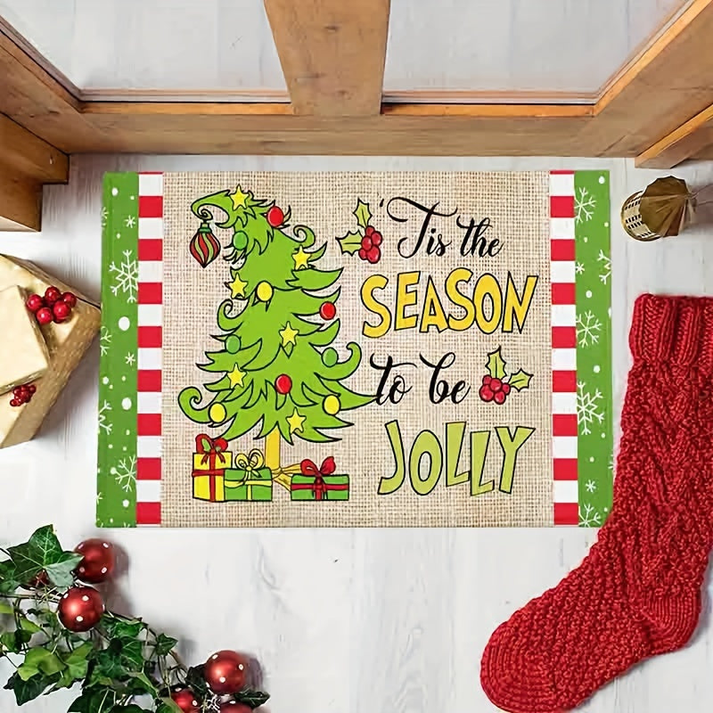 Get into the festive spirit with this Whoville Christmas floor mat! Featuring a delightful Christmas tree design with a green edge snowflake decoration, this non-slip mat is perfect for adding a touch of holiday cheer to your home or outdoor space. Ideal