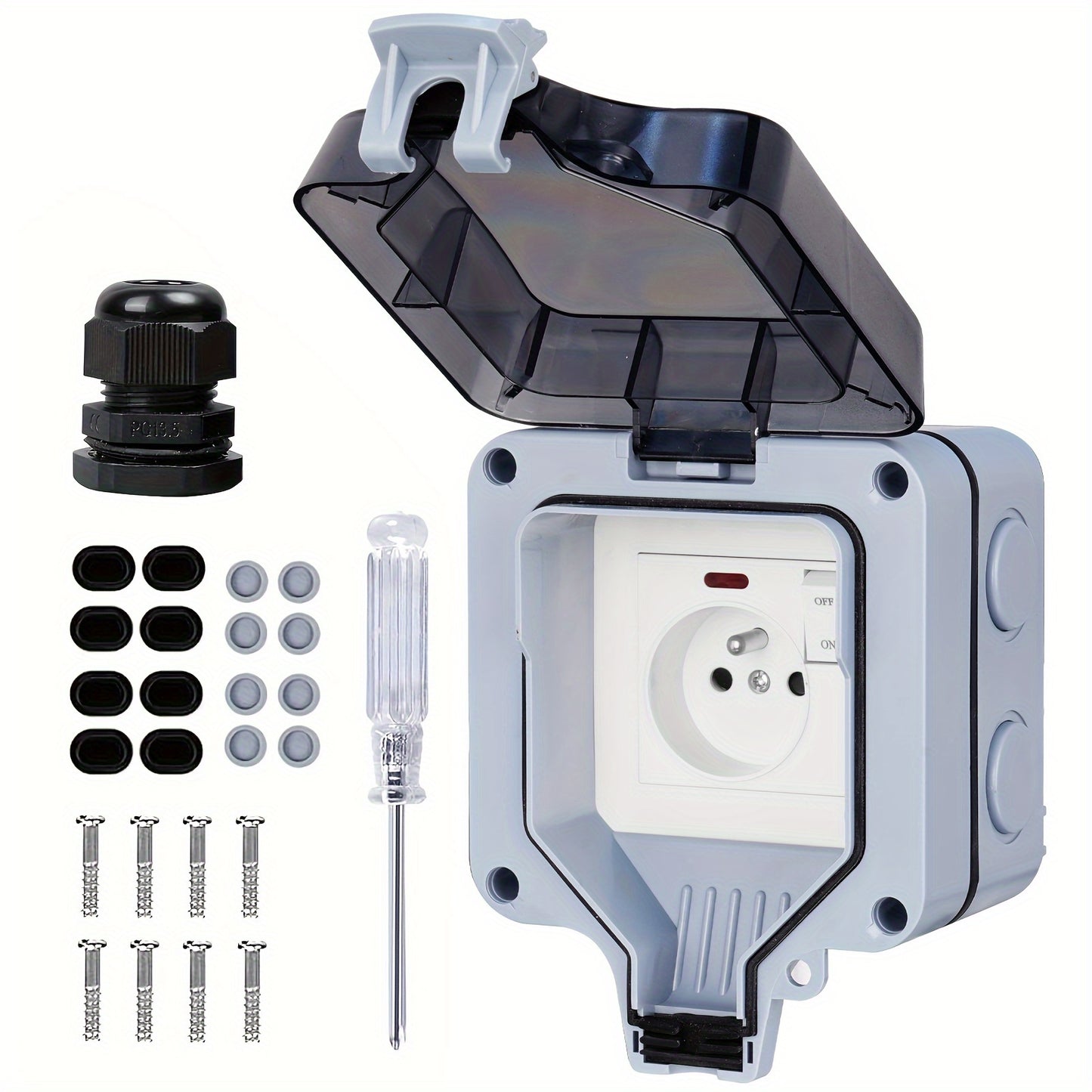 This AC220V/16A Socket Box with Indicator Light Switch is ideal for kitchen, bathroom, and garden wall sockets.