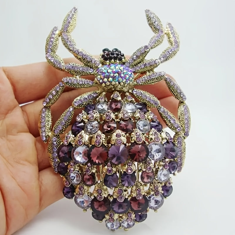 Elegant and Unique Rhinestone Spider Brooch - A Stylish Novelty Accessory for Women, Ideal for Special Occasions like Parties and Proms