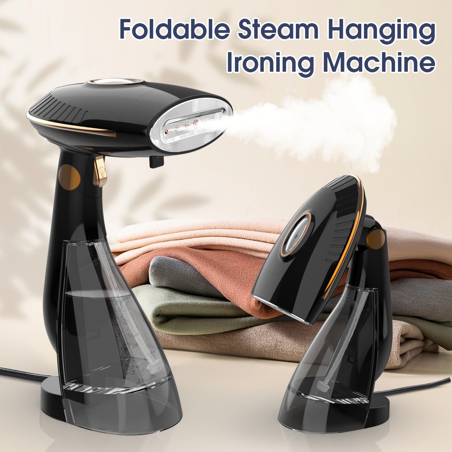 The Handheld Garment Steamer is a powerful 1500W device that heats up quickly, featuring a large water tank and automatic shut-off. With continuous steam capabilities and a durable metal and plastic construction, this steamer effectively removes