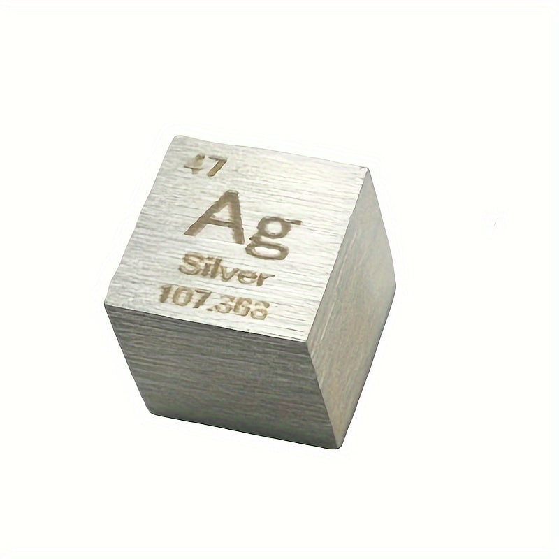 Silver Density Cube 10mm, 99.99% Pure Ag - Chemistry Teaching Specimen