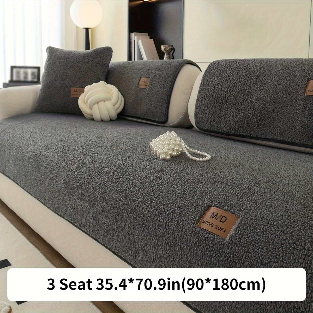 Plush sofa slipcover for all seasons, non-slip and thickened for universal furniture protection in any room.