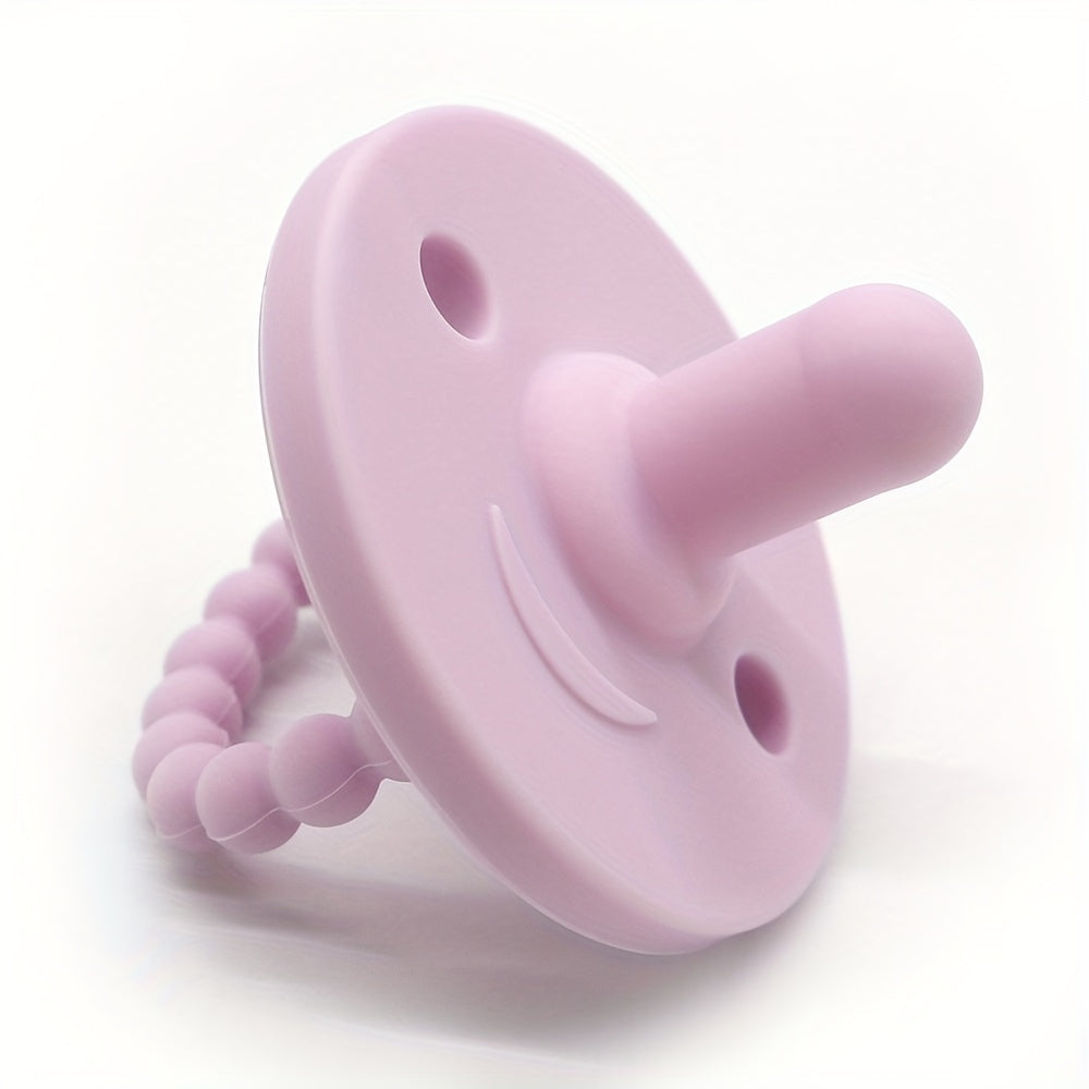 Soft silicone pacifier for newborns with cute round shape, designed to soothe and teethe. Suitable for both boys and girls.