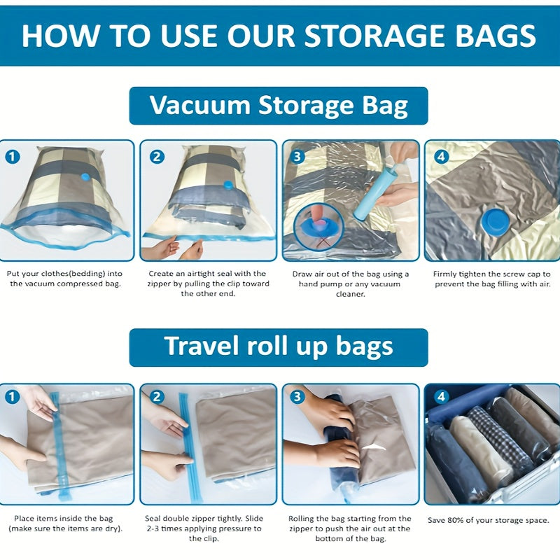 Set of 20 Vacuum Compression Storage Bags, Airtight Storage Containers for Clothing, Blankets, and Shirts, Space-Saving Organizer for Dorms, Closets, and Bedrooms, Essential Travel Space Saver