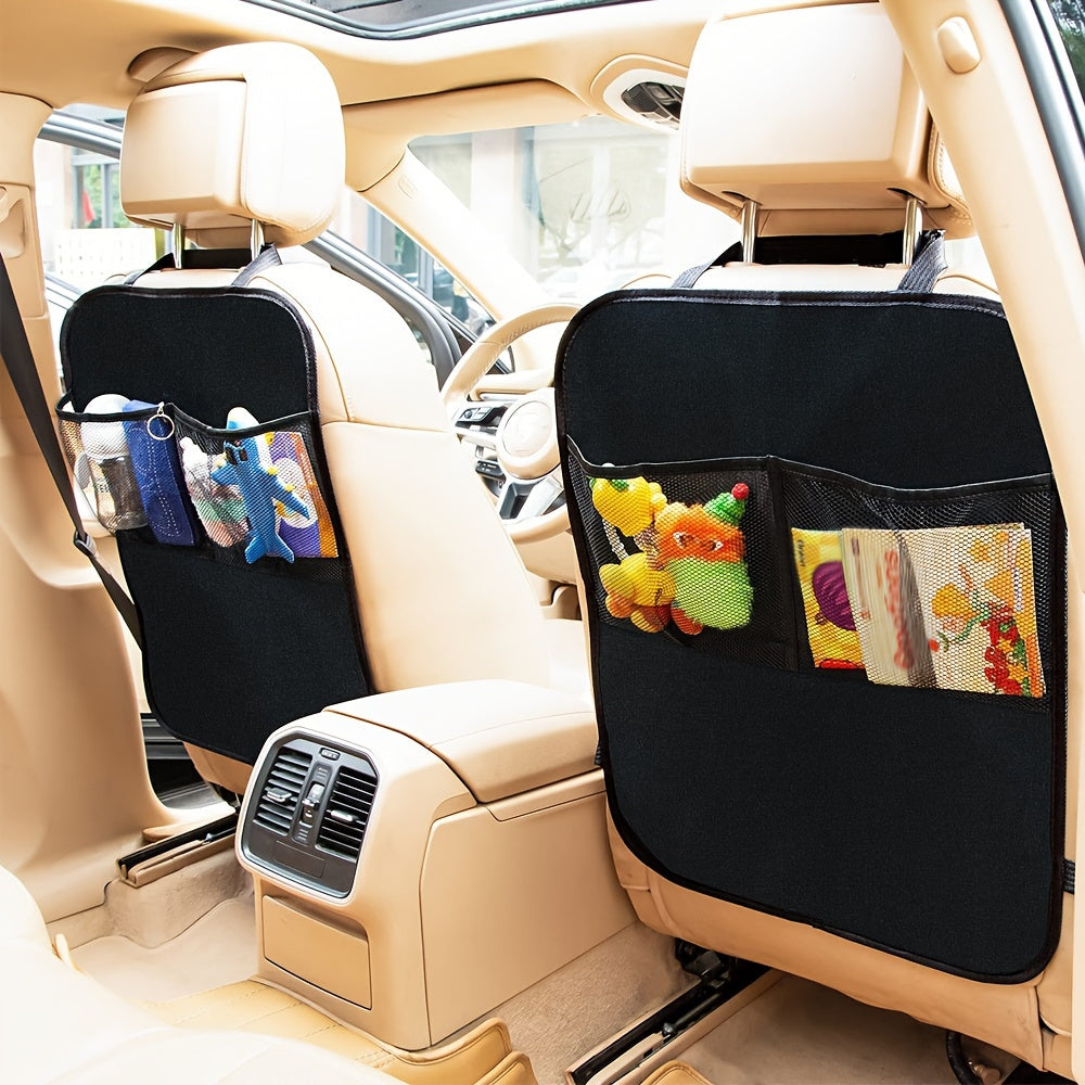 Kid-Friendly, Waterproof Car Backseat Protector with 2/3 Pockets - Made of Tough Polyester, Simple to Install Kick Mat for Protecting against Dirt & Scratches