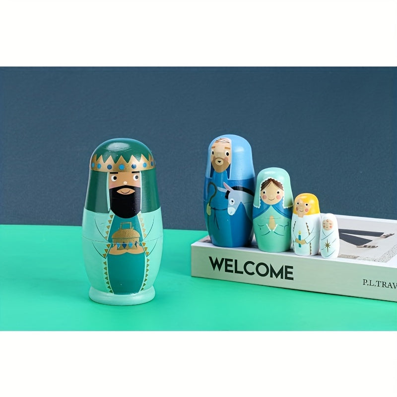 Handmade nesting doll set for kids, great for gifts and home decor. Ideal for Christmas, birthdays, and parties.