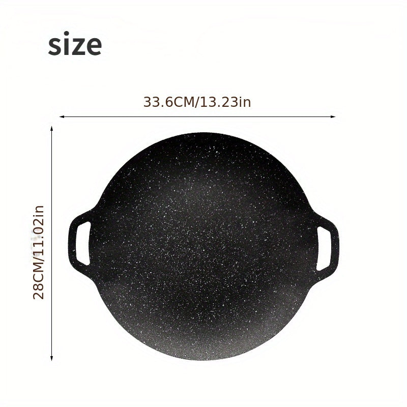 Eng ko'p sotiladigan yopishqoq dumaloq koreys gril panasi, tutqichi bilan, go'shtlar, pancake, qovurg'a uchun cast iron BBQ griddle - ko'p maqsadli pechka plitasi, 0.8mm qalin.