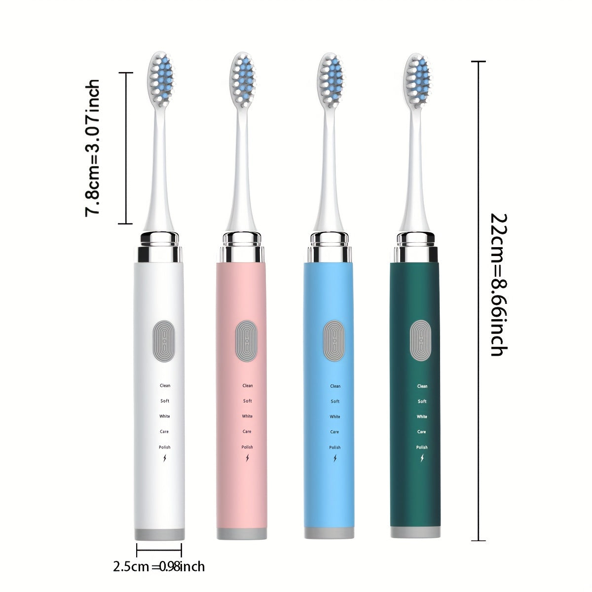 Electric Toothbrush F1-QL-6-C, 2pcs with 5-speed settings, USB interface, and replaceable ultra-soft brush head for whitening and gentle care.