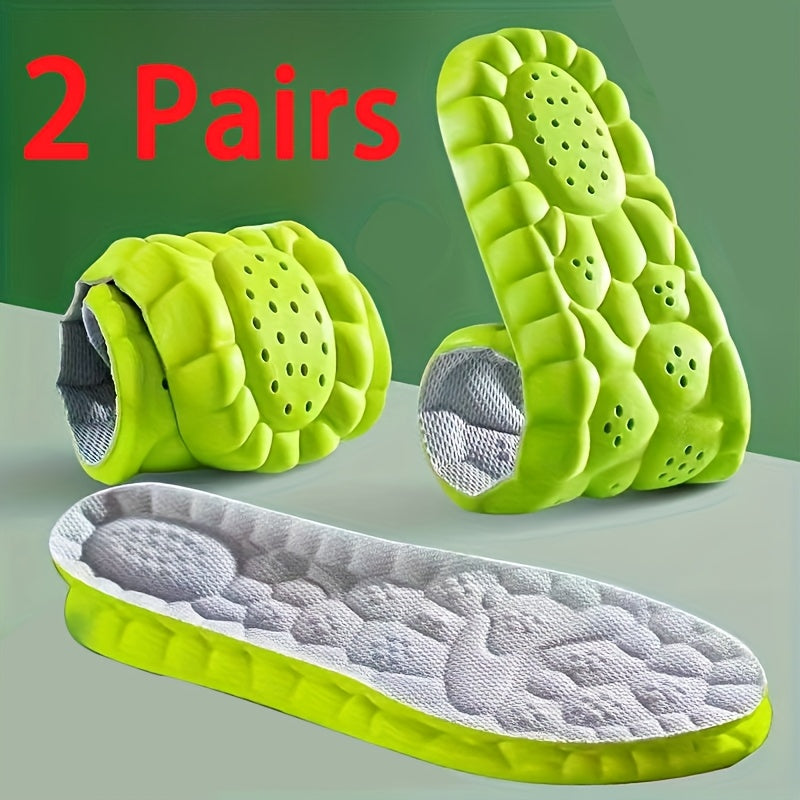 2 Pairs of lightweight, soft, elastic sponge insoles for sports and casual shoes, provide breathable, comfortable foot cushions.