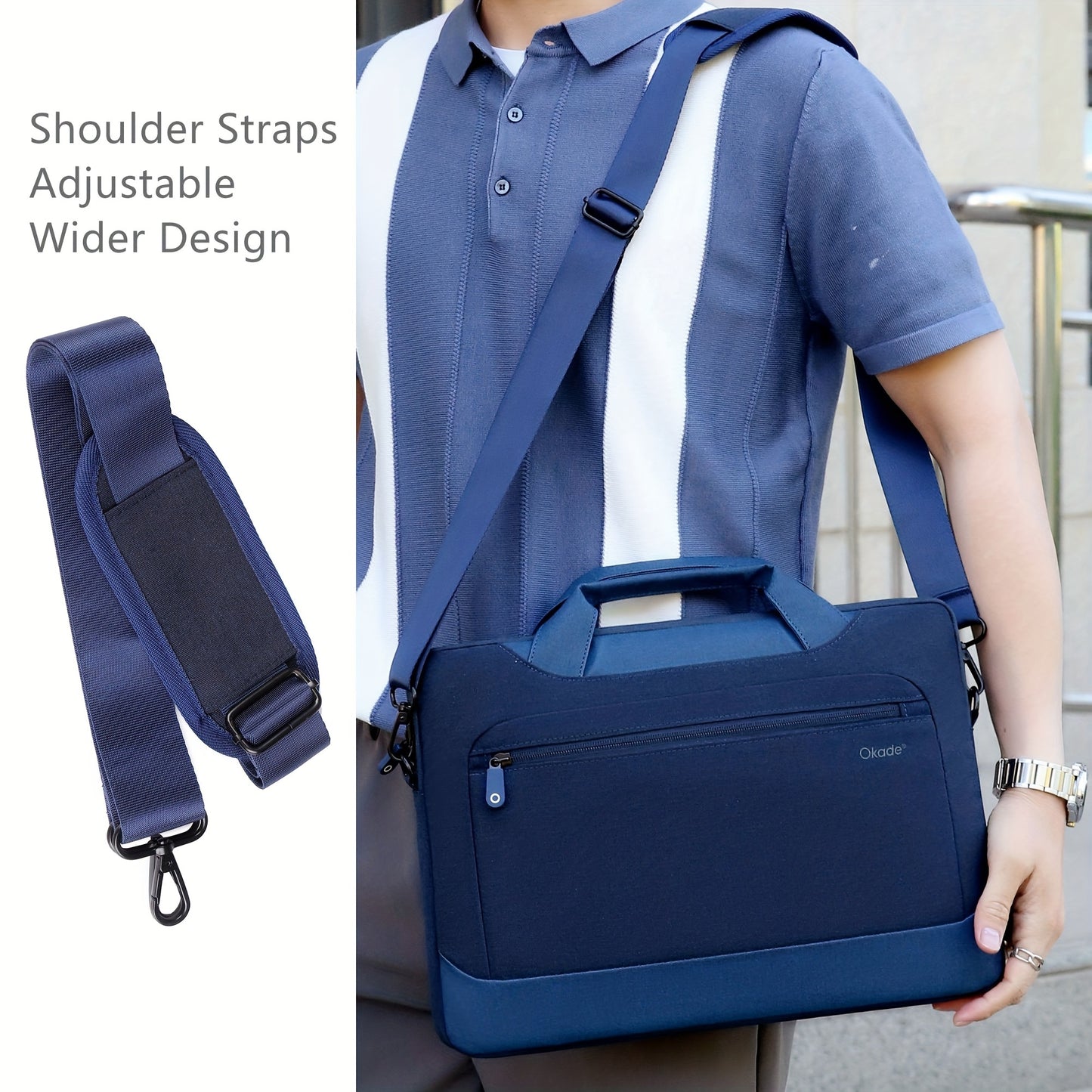 Okade T62 Laptop Bag: Lightweight, Shockproof, Waterproof, 33.78cm - 40.64cm Laptop & Tablet Compatible, Adjustable Strap, Detachable Shoulder & Trolley Handle, Polyester Lining, Minimalist