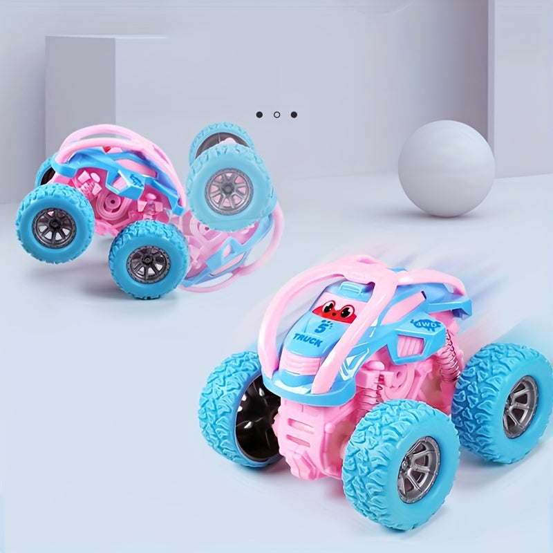 Durable 4WD off-road vehicle toy with colorful design, rubber tires, and shock-absorbing features for endless fun.