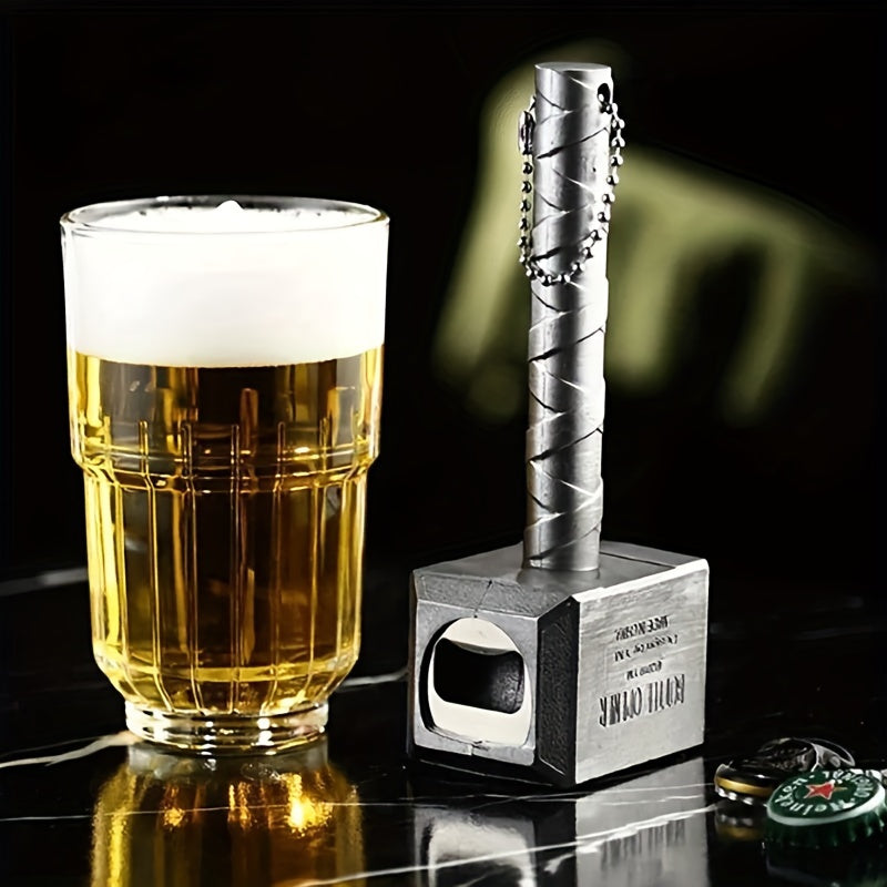 Thors Mighty Hammer bottle opener, unique design, durable plastic construction, perfect for parties and gatherings.