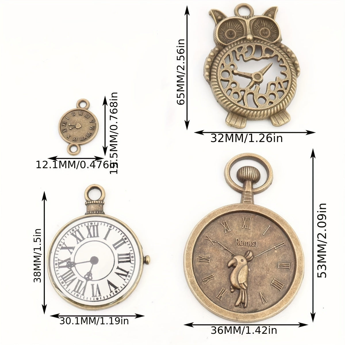 [Best-Selling] Set of 160 Vintage Bronze Alloy Charms - Steampunk Mechanical Gear & Clock Pendants for DIY Jewelry Making, Retro Style with Antique Bronze Finish