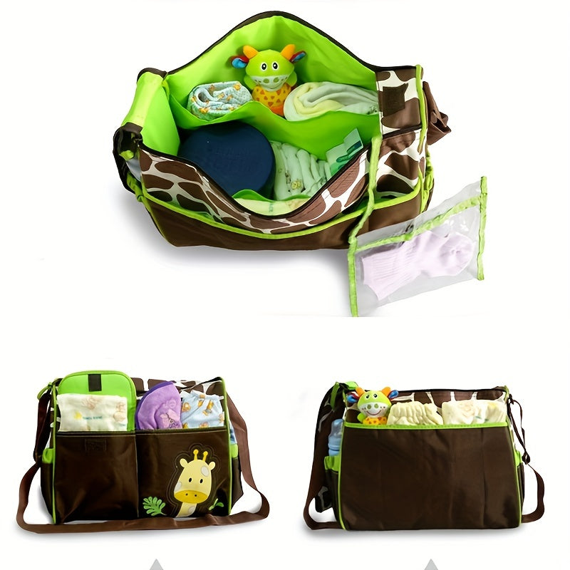 Mommy Bag with Stylish Cartoon Pattern - Spacious with Multiple Functions, Includes Dry & Wet Separation - Ideal for Moms and Babies!