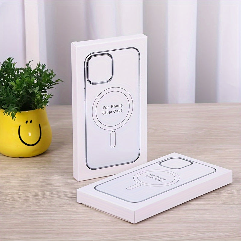 Magnetic original clear case for iPhone with wireless charging capability.