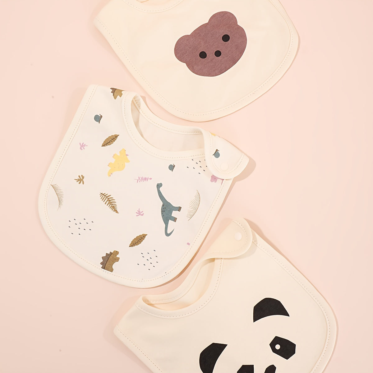 Soft waterproof bibs for kids - set of 3 with snap closure, perfect for boys and girls. Great for feeding time!