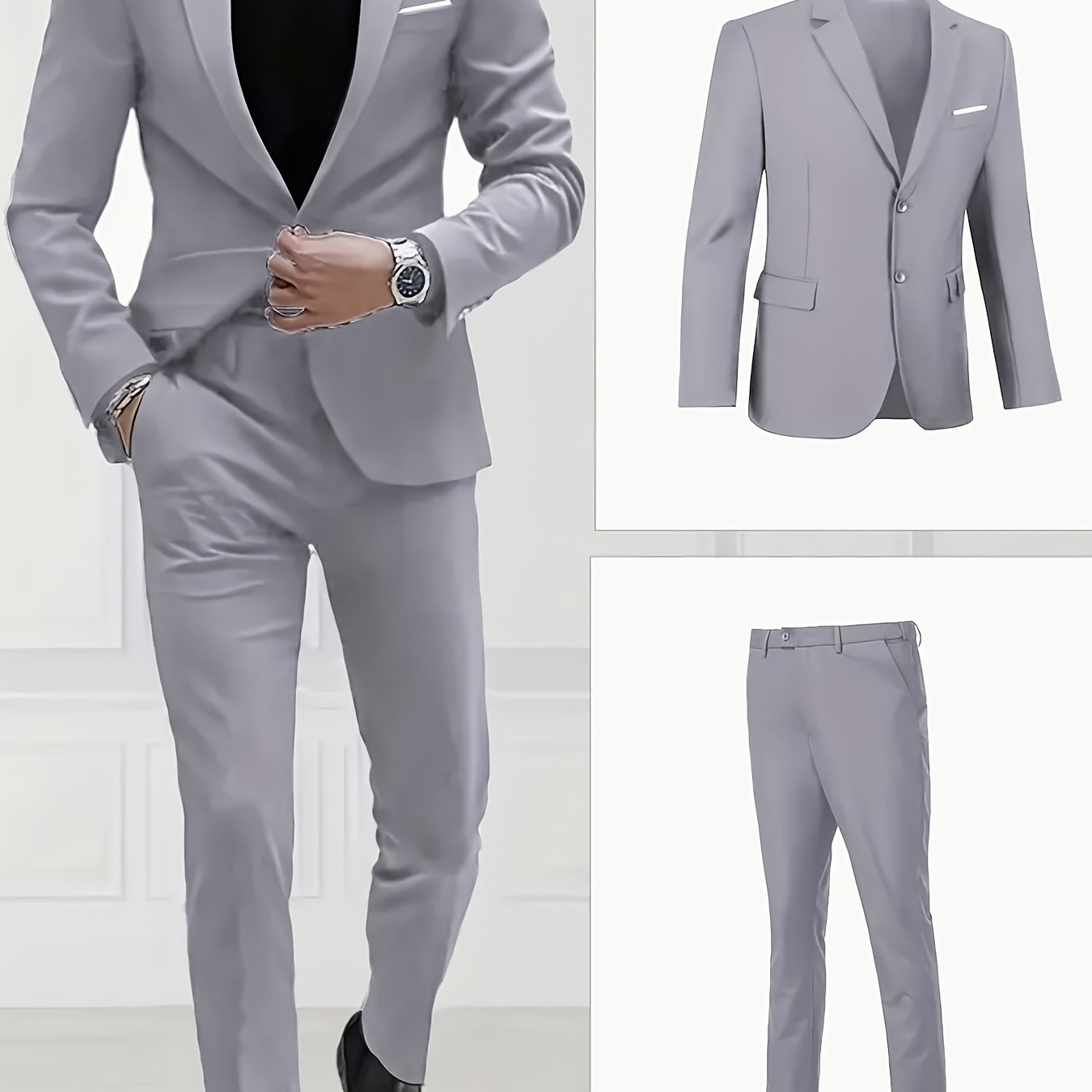 Men's Two-Button 3pcs Suit with Vest, Suitable for Wedding, Interview, Party.