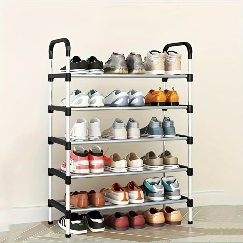 Adjustable 5-Tier Shoe Rack Organizer with Free Standing Metal Shelf - Perfect for Entryway, Hallway, Bedroom, or Office - Easy to Assemble, Versatile Storage Solution for Any Room.