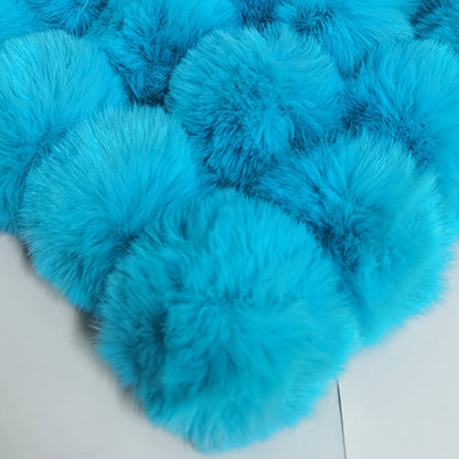 Set of 20 8cm Faux Rabbit Fur Pom Pom Keychains, Fluffy Balls attached to Elastic Loop for Hats, Keychains, Scarves, Gloves, Bags and other Accessories