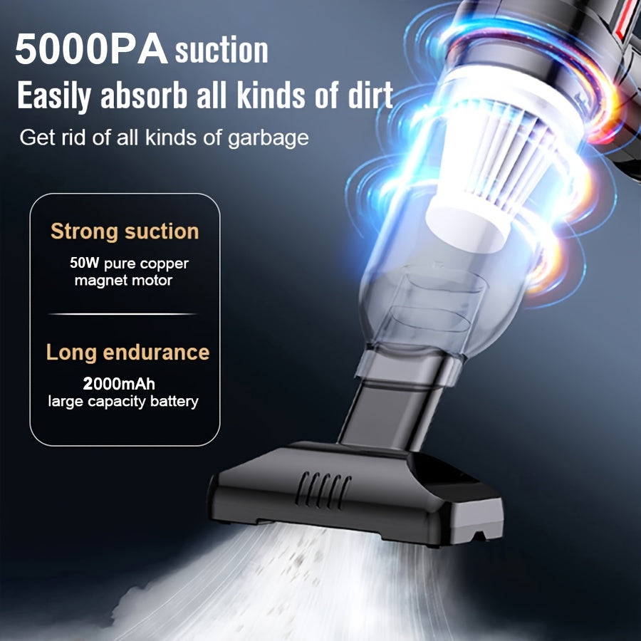 Compact Cordless Handheld Vacuum Cleaner for Cleaning Window Gaps and Cars, with 4000mAh Battery, 50W Power, Low 60dB Noise Level, and USB Charging - by suitu