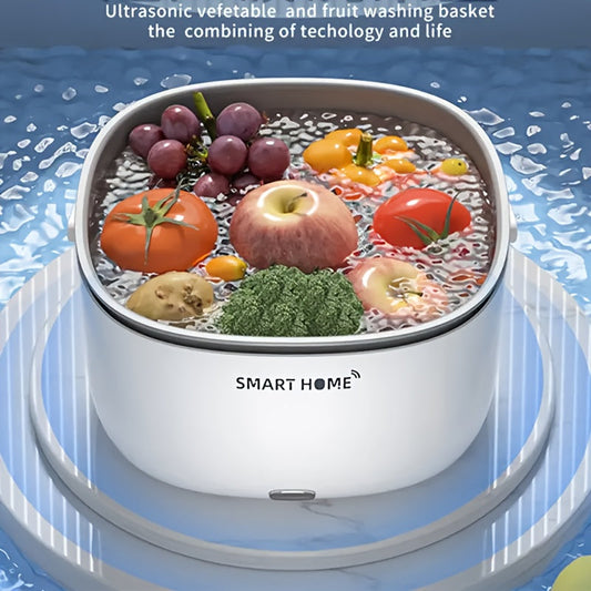 Portable Smart Home Ultrasonic Vegetable and Fruit Washer: A Convenient Camping Essential for Sterilization and Purification. Made of Plastic, Runs on Dry Batteries (AAA Not Included). A Safe Kitchen Cleaning Tool for Non-Food Contact Surfaces.