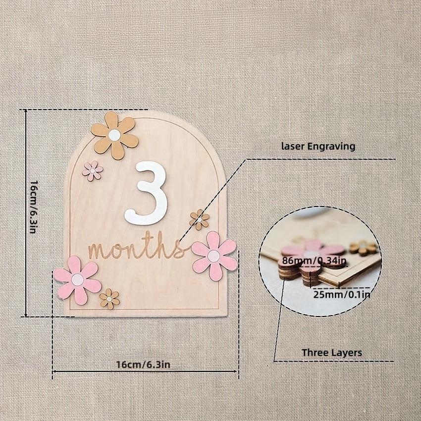 Wooden milestone birth sign, creative milestone card set, photography milestone card, first year growth card, pregnancy journey milestone markers for photo props.