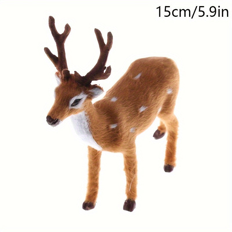 1 Festive Plush Reindeer for Christmas decoration, made of polyester and plastic, no power required. Perfect for home and kitchen holiday décor or as a New Year's ornament.