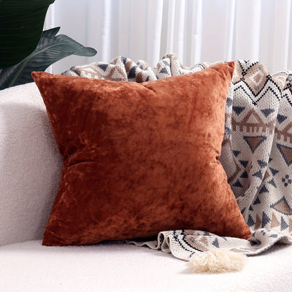 Luxurious velvet throw pillow cover with speckled texture, perfect for sofa and bed. Contemporary style with zip closure, machine washable. Made of 100% polyester.