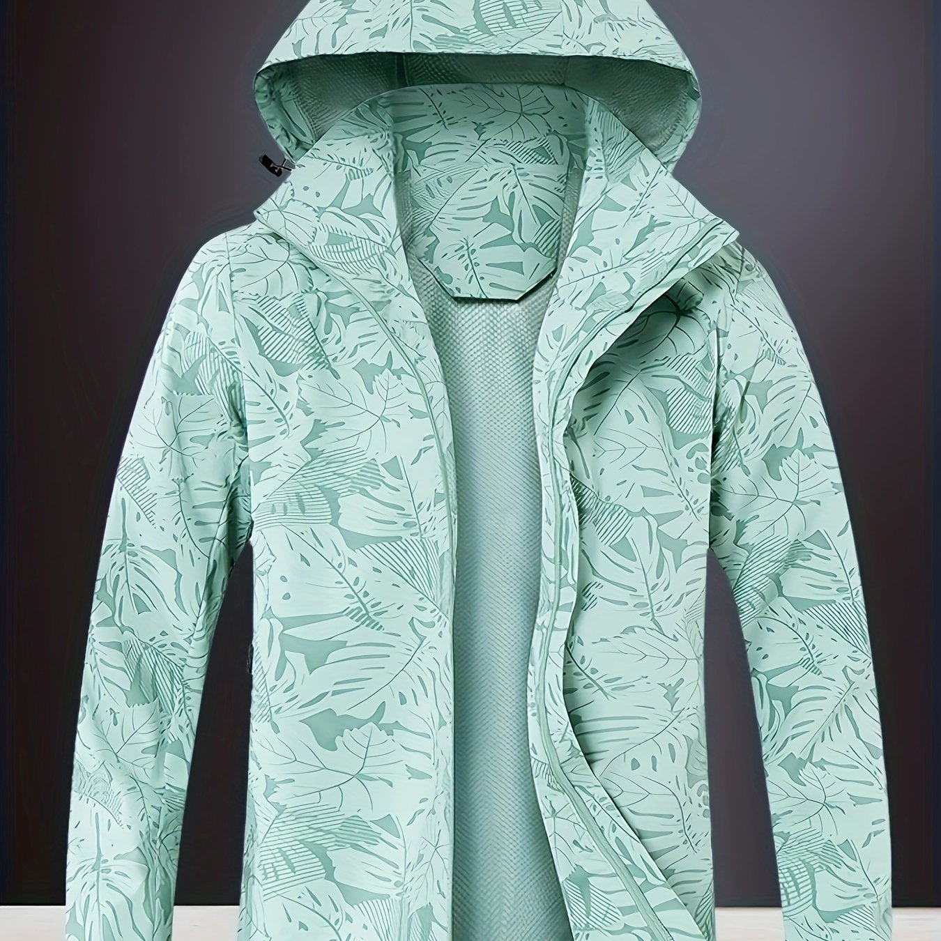 Women's outdoor sports jacket with water-resistant and windproof features, detachable hood, and zipper closure.