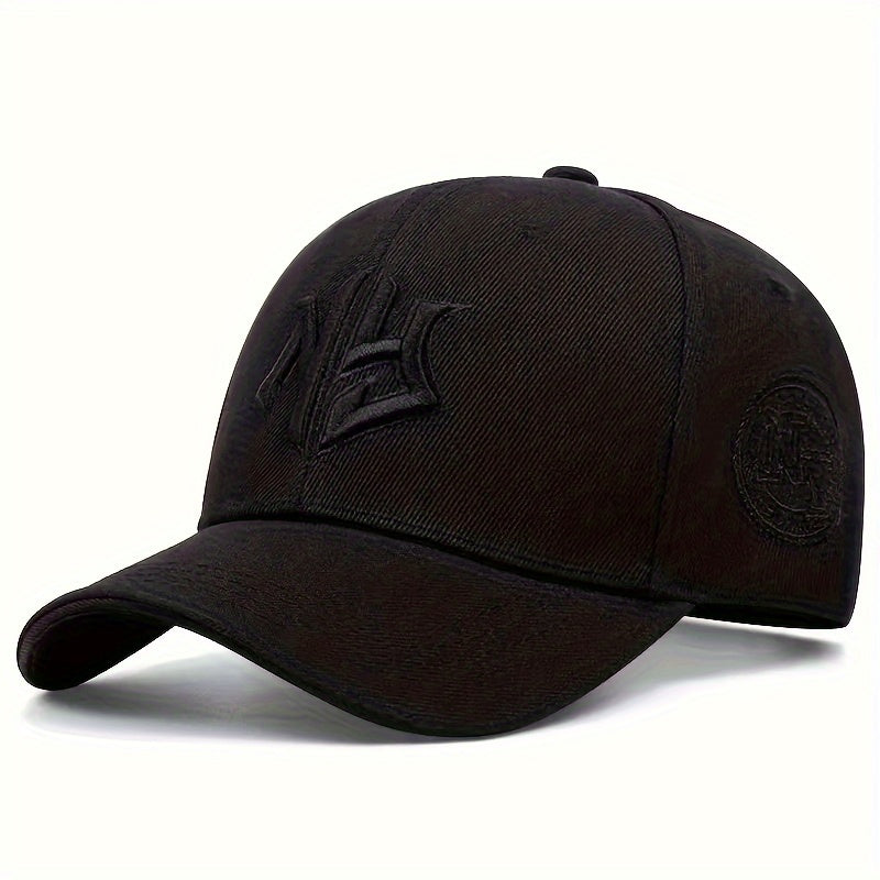 ERCOALGO Embroidered Letter Baseball Cap for Outdoor Activities, Hand Washable, 100% Textile Material, Black.