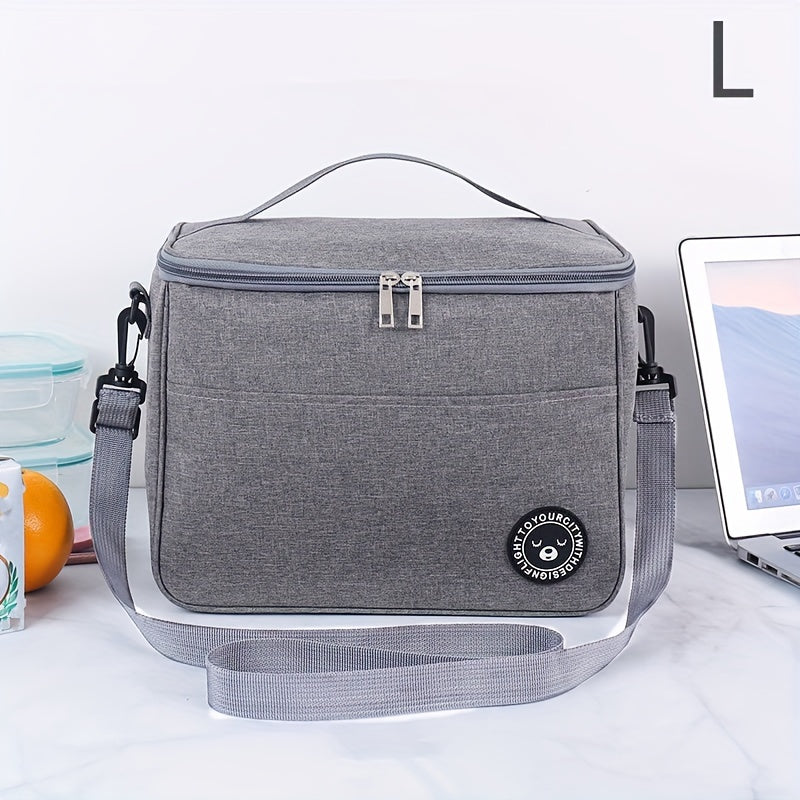 Large-capacity portable lunch bag made of cationic Oxford cloth, ideal for back to school, school supplies, classroom, kitchen organization, and storage. This thermal bento bag is perfect for carrying lunch on the go.