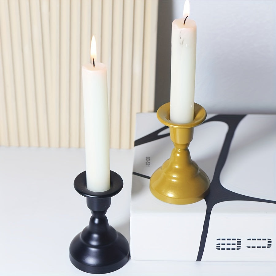 Chic metal candle holder ideal for romantic dinners and home decor.