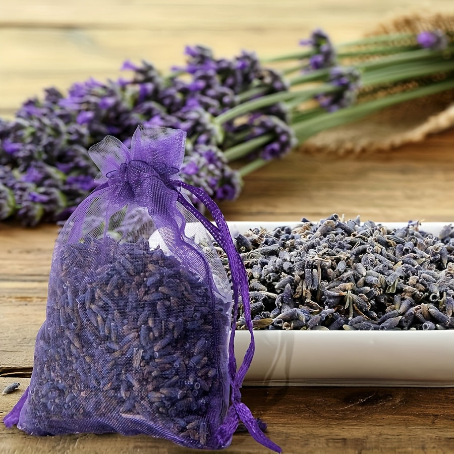 6 lavender scented sachets with artificial purple flowers for fresh fragrance in any space - perfect for drawers, closets, and rooms. No batteries needed.