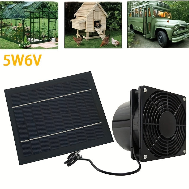 SolarVent 5W Solar Powered Exhaust Fan Kit with App Control - Portable PET Material Ventilation Fan - High-Speed Solar Panel Fan for Indoor/Outdoor Use - Perfect for Pet House, Chicken Coop, RV, Greenhouse - Batteries Not Included