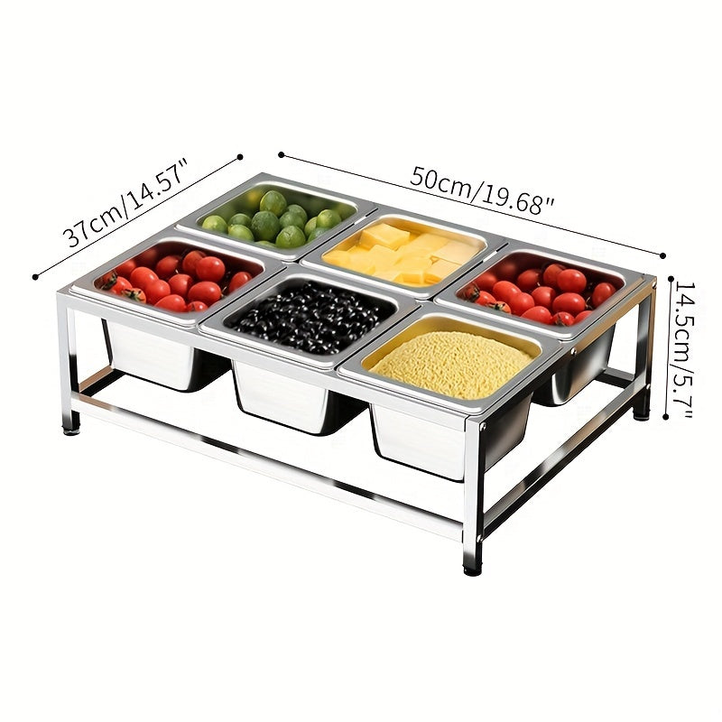 Stainless Steel Seasoning Box Set with Rack, Lid, and Spoon for Dressings, Sauces, Spices, and Garnishes. Rust-Resistant Organizer Stand with Integrated Rounded Corners. Perfect for Halloween and Christmas Parties in the Kitchen.