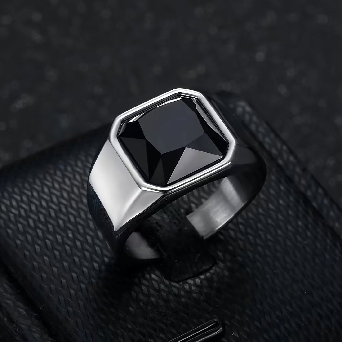 Stylish Stainless Steel Ring with Synthetic Zirconia - May Birthstone for Men and Women. Perfect for Parties, Banquets, or as a Valentine's Day Gift. From our Summer Collection, this Plated Fashion Jewelry adds a touch of elegance to any outfit.